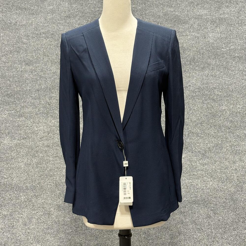 Armani Collezioni Blazer Womens 6 42 Navy Textured Single Button Jacket Career